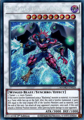 Assault Blackwing - Kusanagi the Gathering Storm - MAMO-EN026 - Secret Rare 1st Edition